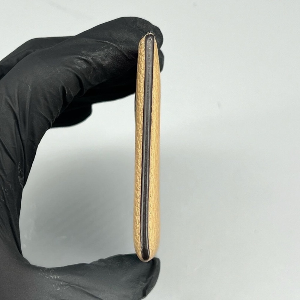 Celine Tricolor Pebbled Leather Card Holder Beige Red Wallet - Picture 3 of 4